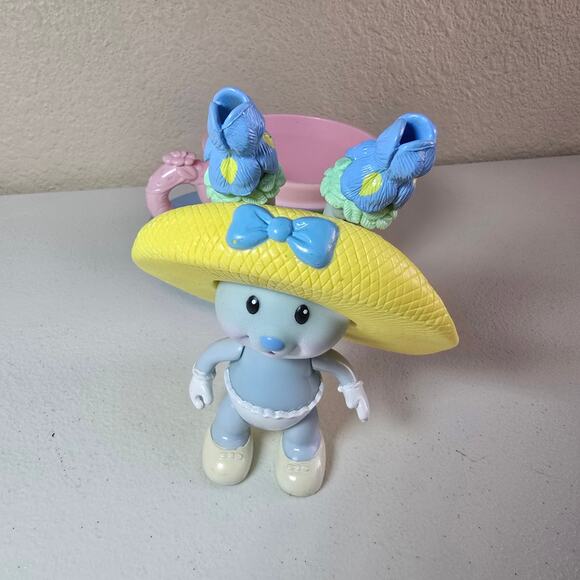 Vintage Tea Bunnies Iris Bouquet The Carrot Cake Bakery Bunny with Hat & Mug - Picture 4 of 9